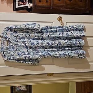Cracker Barrel tiered dress xxl, blue, aqua, white Euc